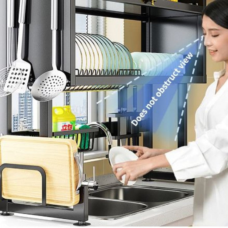 Kitchen Storage Over the Sink Dish Drying Rack With Cabinet - Storage Shelf - AABA MALL