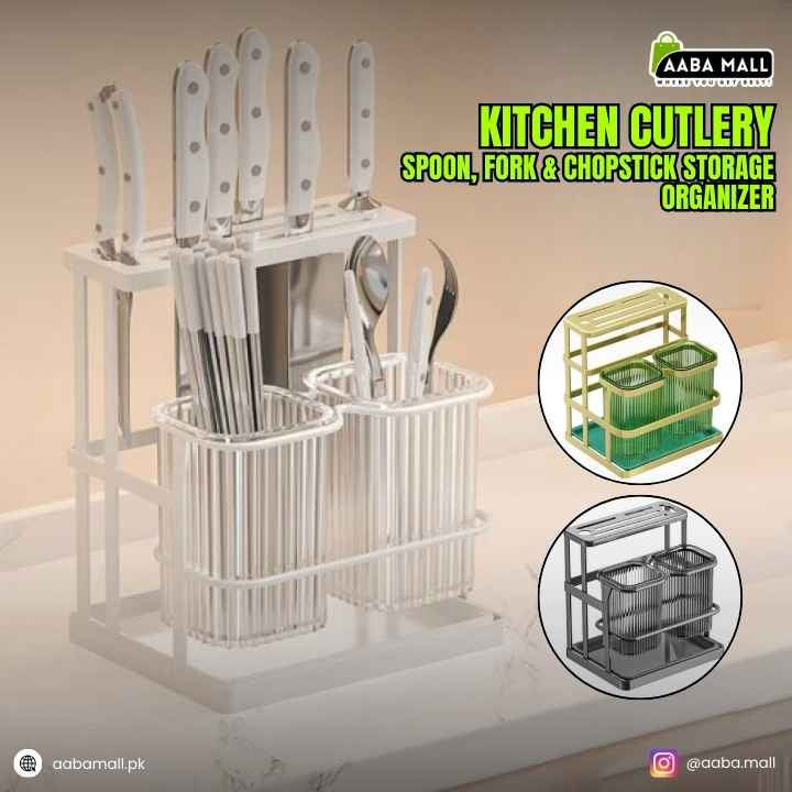Kitchen cutlery holder with compartments