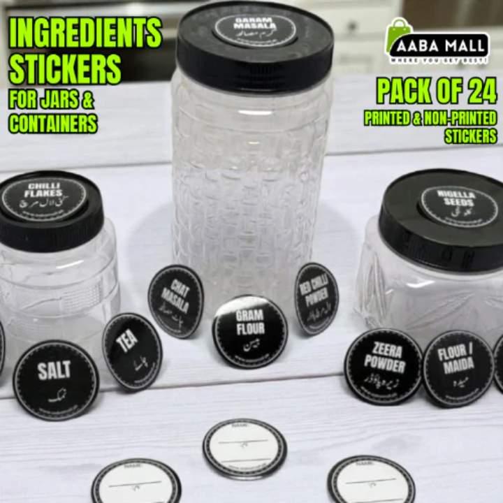 Kitchen Labels & Masala Jar Stickers ? Water-Resistant, Removable Ingredient Labels for Jars & Containers