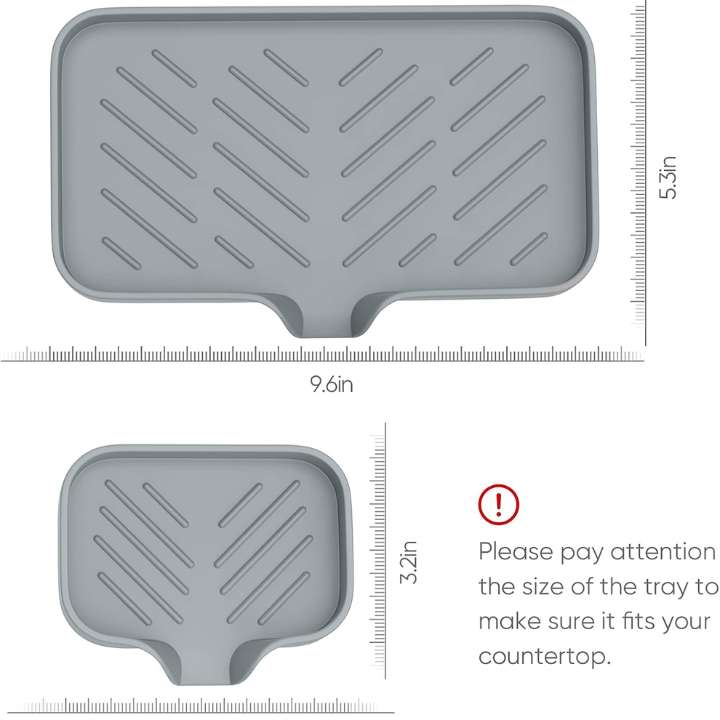 Sink silicone tray with drain kitchen sponge holder soap dish organizer for countertop storage and brush holder