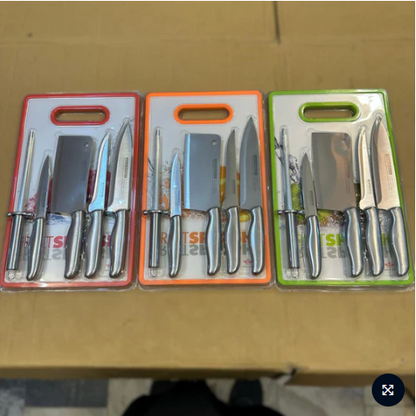 stainless steel kitchen knives and board set