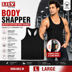 LILY Body Shaper Black Cotton Vest Sando Inner Wear | Slim Fit Undergarment for Men & Women
