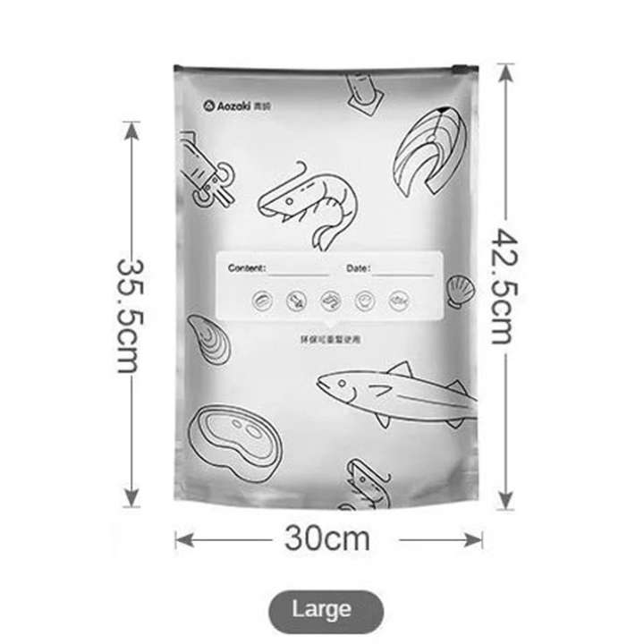 Large Aluminum Foil Anti-Bacterial Preservation Bag Pack of 10 reusable food storage bags for fridge freezer kitchen organization and food freshness preservation.