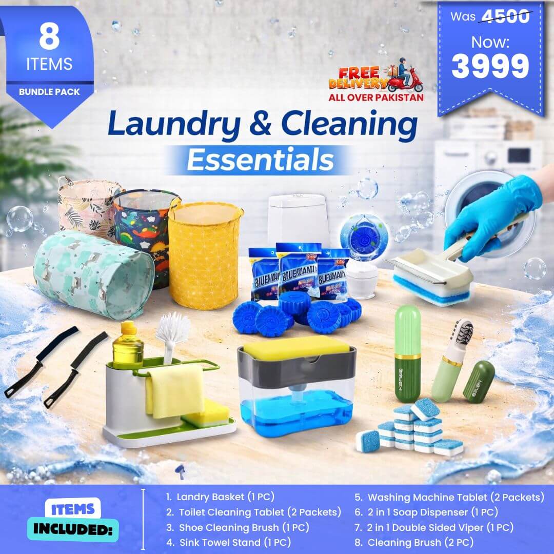 Laundry & Cleaning Essentials ? 8 Items Bundle Pack