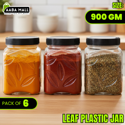 leaf jar, 900gm jar, plastic container, airtight jar, food storage jar, kitchen organizer, BPA free jar, transparent jar, snack jar