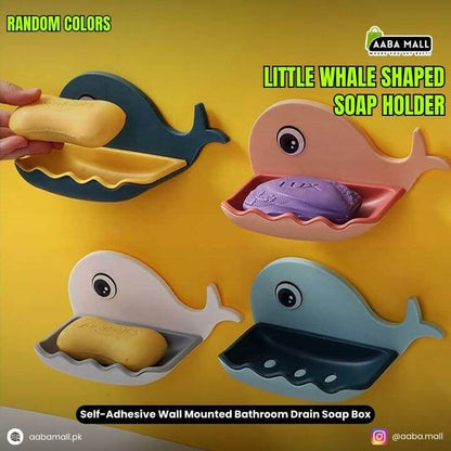 Four whale-shaped soap holders on a yellow background with 'Aaba Mall' branding.