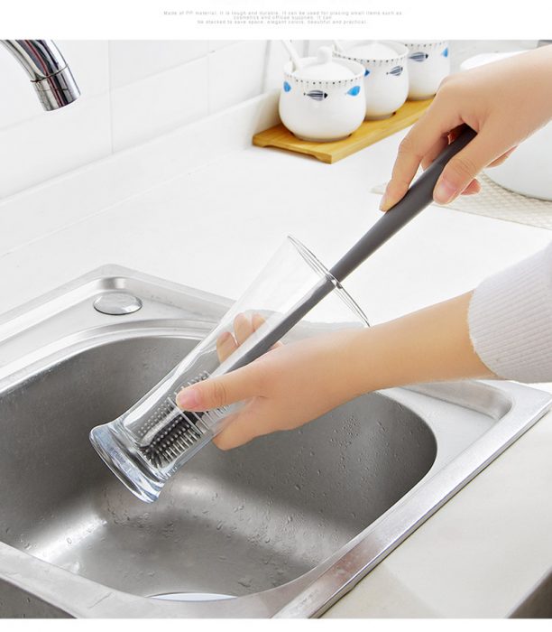 Household Creative Kitchen Long Handle Brush - Soft Rubber Silicone Cleaning Brush - AABA MALL