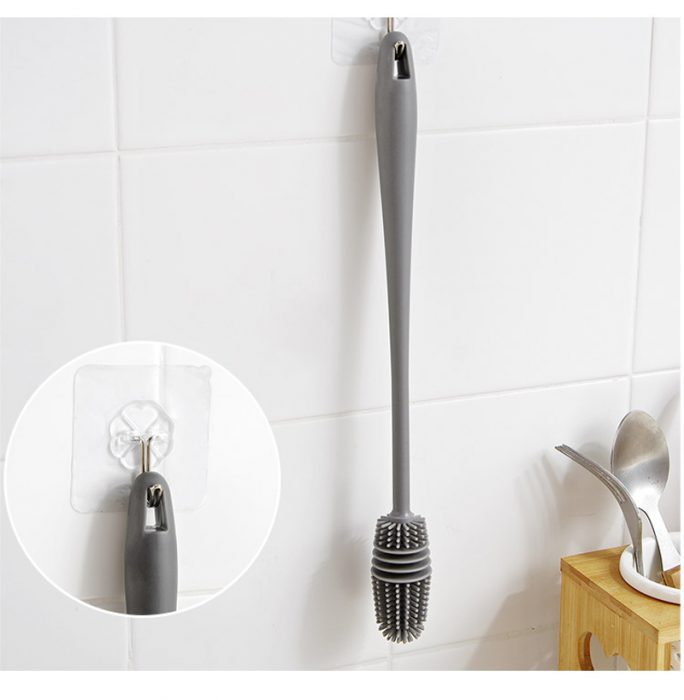 Household Creative Kitchen Long Handle Brush - Soft Rubber Silicone Cleaning Brush - AABA MALL