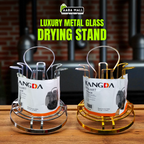Luxury Metal Glass Drying Rack ? 6-Cup Holder with Fixators, Mug Drainer & Organizer Stand for Kitchen Counter ? Water Mug Drying Shelf for Home & Household Use - AABA MALL