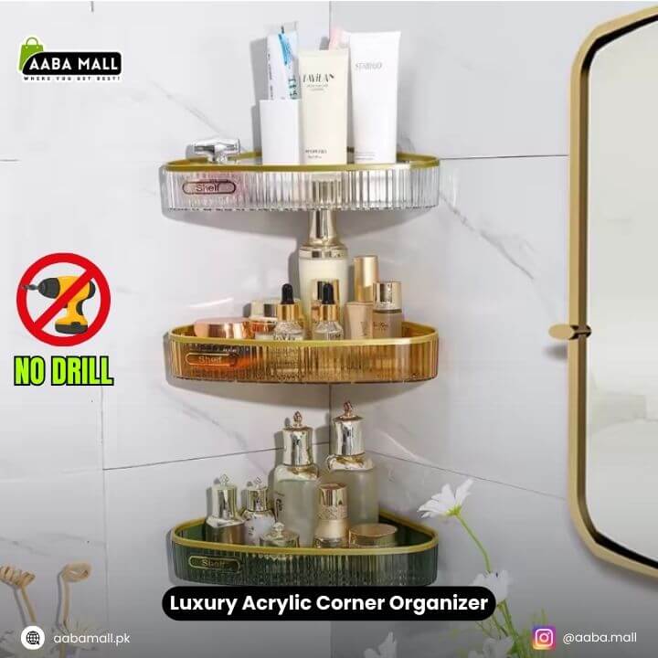 Luxury Bathroom Shelf ? Plastic Wall-Mount Shower Corner Storage Rack Organizer