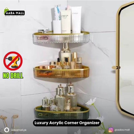 Luxury Bathroom Shelf ? Plastic Wall-Mount Shower Corner Storage Rack Organizer
