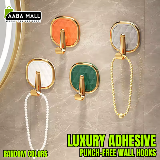 Heavy-Duty Self-Adhesive Golden Multi Color Hooks – Wall Hooks for Home & Kitchen | Strong Hold up to 2kg