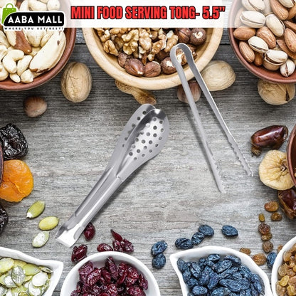 Buffet Tong Chimta (Silver) | Thickened Stainless Steel Food Serving Tongs 5.5"