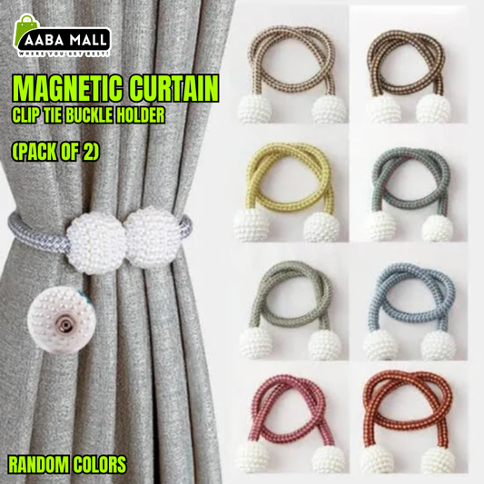 Pack of 2 magnetic curtain tiebacks with rope design