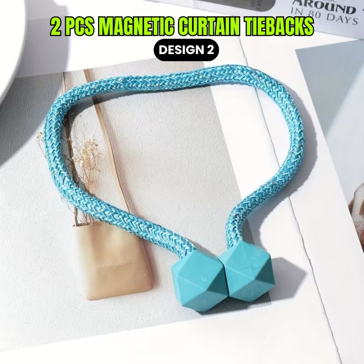 Pack of 2 Magnetic Curtain Tiebacks | Decorative Curtain Clips & Rope Buckles for Home and Office Décor