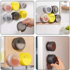 (Set of 3) Magnetic Spice Tins with Transparent Lids | Herb & Seasoning Jars for Fridge & Cabinet Storage