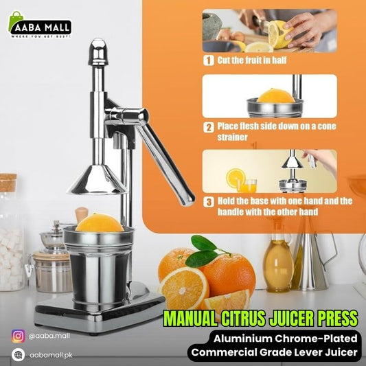 Manual Citrus Juicer Press – Aluminium Chrome-Plated Commercial Grade Lever Juicer