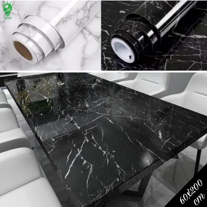 Black Marble Sticker Thicken Waterproof Self-Adhesive for Countertops Removable Peel and Stick Wallpaper Wall DIY Design for Kitchens - AABA MALL