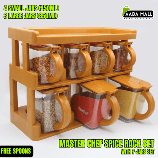 Master Chef 7 Jar Spice Rack Set Premium Plastic