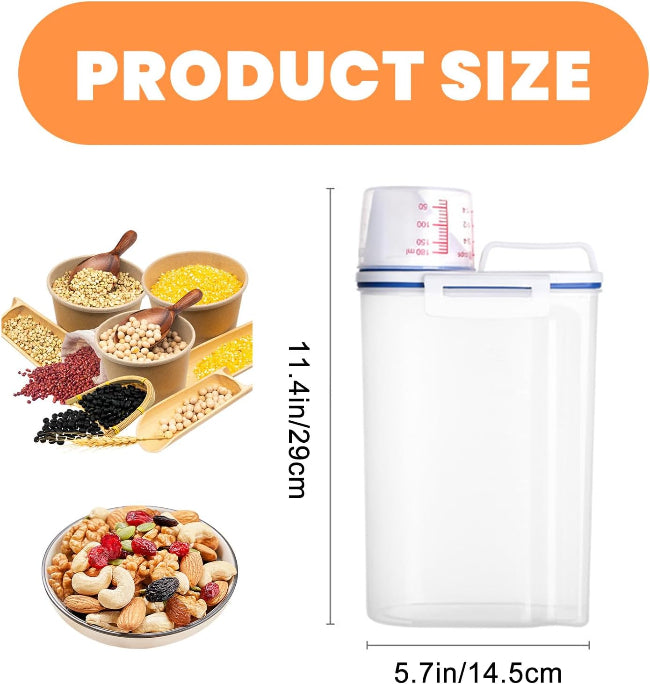 Measuring cup placed on top of food storage container