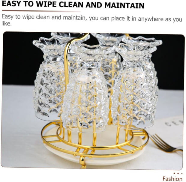 Metal Cup & Glass Stand Organizer – Round Holder for Drinking Glasses, Tea & Coffee Cups | Kitchen Counter Drying Rack & Living Room Storage