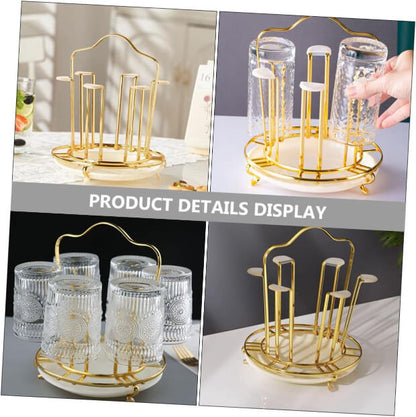 Metal Cup & Glass Stand Organizer – Round Holder for Drinking Glasses, Tea & Coffee Cups | Kitchen Counter Drying Rack & Living Room Storage