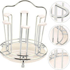 Metal Cup & Glass Stand Organizer – Round Holder for Drinking Glasses, Tea & Coffee Cups | Kitchen Counter Drying Rack & Living Room Storage