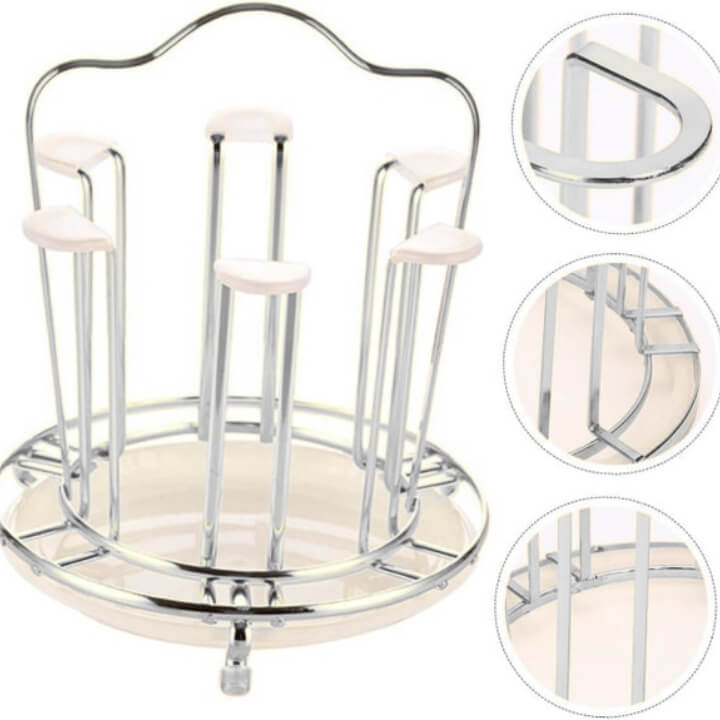Metal Cup & Glass Stand Organizer – Round Holder for Drinking Glasses, Tea & Coffee Cups | Kitchen Counter Drying Rack & Living Room Storage
