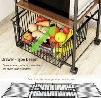 Microwave Oven Stand 3-Tier Wire Shelving Storage Shelf Kitchen Baker's Rack Organizer Utility Rolling Cart