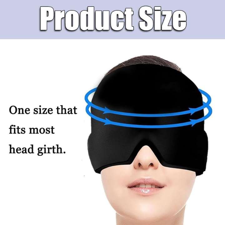 Migraine Relief Cap 360° Gel Ice Pack Mask – Hot & Cold Therapy Headache Relief Cap for Migraine, Sinus Pain, Stress Relief, Tension Headaches, Reusable Cooling Compression Head Wrap