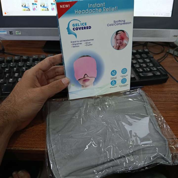 Migraine Relief Cap 360° Gel Ice Pack Mask – Hot & Cold Therapy Headache Relief Cap for Migraine, Sinus Pain, Stress Relief, Tension Headaches, Reusable Cooling Compression Head Wrap