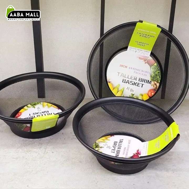 Modern & Elegant Stainless Steel Fruit Basket Set (9, 10 & 11 inch) | Premium Mesh Wire Vegetable Holder | Rust‑Proof Decorative Kitchen Counter Organizer & Tableware Storage Bowl