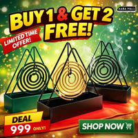 Promotional image of incense holders with 'Buy 1 & Get 2 Free' offer on a festive background.