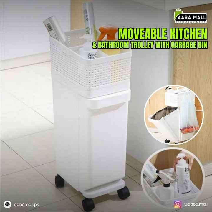 Kitchen trolley with garbage bin