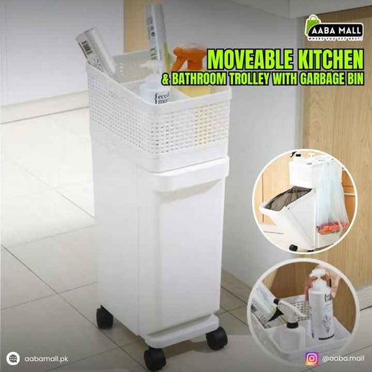 Kitchen trolley with garbage bin