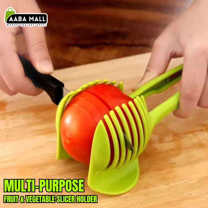 fruit slicer, vegetable cutter, tomato cutter, lemon slicer, potato slicer, egg cutter, onion holder slicer, kitchen cutting tool, multi-purpose slicer, food prep gadget.
