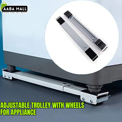 Adjustable Heavy-Duty Appliance Trolley | Movable Base with Rollers for Washing Machine & Refrigerator