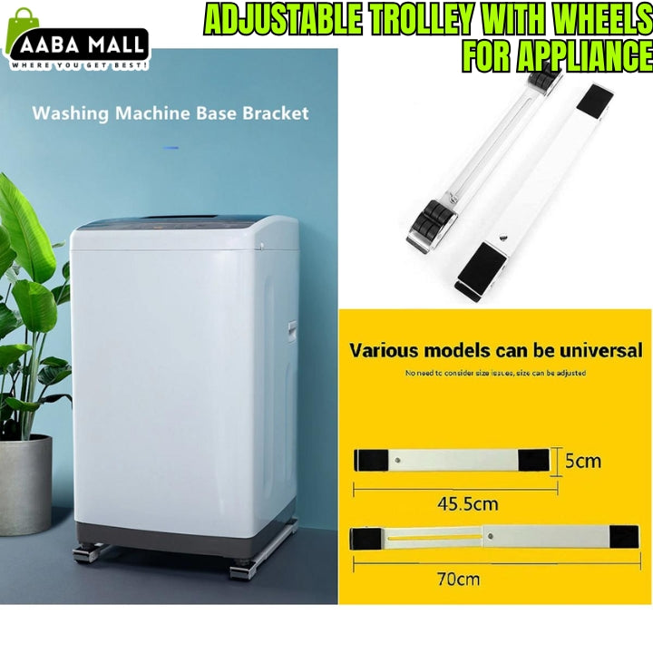 Adjustable Heavy-Duty Appliance Trolley | Movable Base with Rollers for Washing Machine & Refrigerator