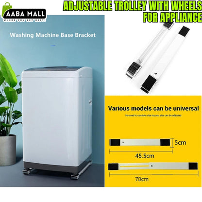 Adjustable Heavy-Duty Appliance Trolley | Movable Base with Rollers for Washing Machine & Refrigerator