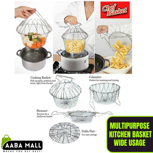 Chef Basket Kitchen Tool Boiler, Steamer, Strainer & Frying tool Stainless steel