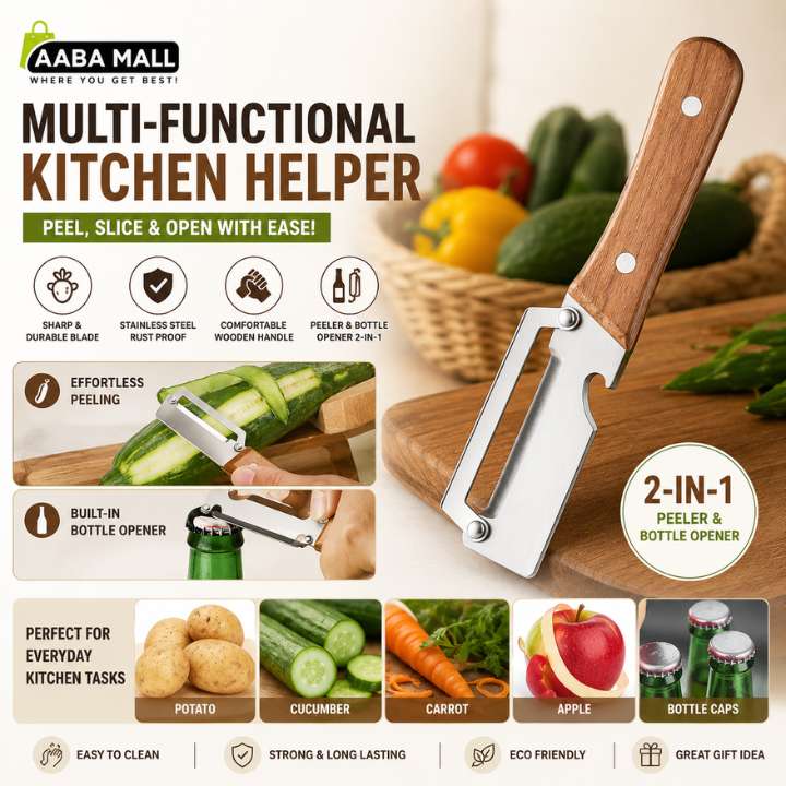 Multi‑Functional Vegetable Peeler with Bottle Opener | Stainless Steel Potato & Vegetable Peeler for Kitchen