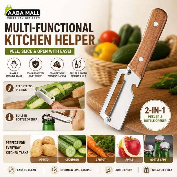 Multi‑Functional Vegetable Peeler with Bottle Opener | Stainless Steel Potato & Vegetable Peeler for Kitchen