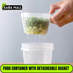 With 1 Pc Detachable Drain Basket Fridge Food Storage Container With Lid, Airtight Refrigerator Food Box - AABA MALL