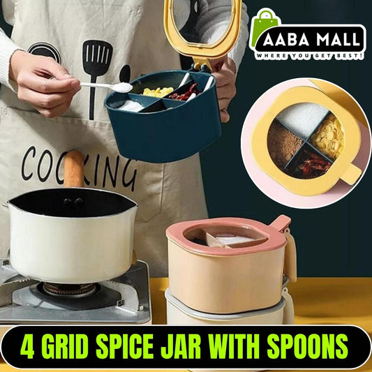 4 Grid Spice Jar Seasoning spice Container Box Spice Rack Kitchen Storage