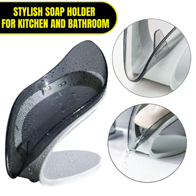 Multifunctional Leaf-Shaped Self-Draining Soap Holder | Anti-Slip Soap Dish Tray | Shower & Sink Soap Storage Rack