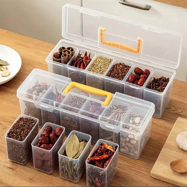 Multi‑Purpose Storage Box with Handle – 6 Removable Compartments for Spices, Cables, Crafts & More
