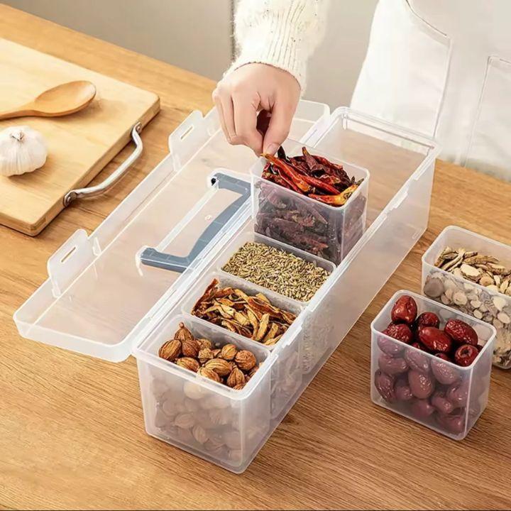 Multi‑Purpose Storage Box with Handle – 6 Removable Compartments for Spices, Cables, Crafts & More