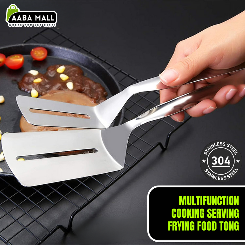 Double-Sided Spatula Tong Chimta for Cooking | Stainless Steel Flipping Turner with Lock for Easy Storage - AABA MALL