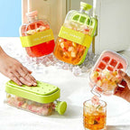 Multifunctional 3 in 1 Ice Cube Tray Press | Easy Demoulding Portable Water Bottle with Straw | DIY Ice Cube Maker for Kitchen, Bar & Outdoor Use