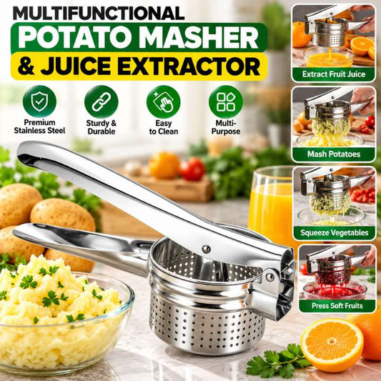 Multifunctional Potato Masher Manual Juice Extractor Kitchen Press for Vegetables Potatoes Soft Fruits Food Presser